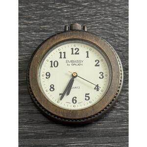 Embassy By Gruen Quartz Pocket Water Stainless Steel Back UNtested Open‎ Face